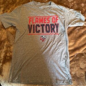 Champion Liberty University LU Flames Of Victory Gray Tee Shirt size Large